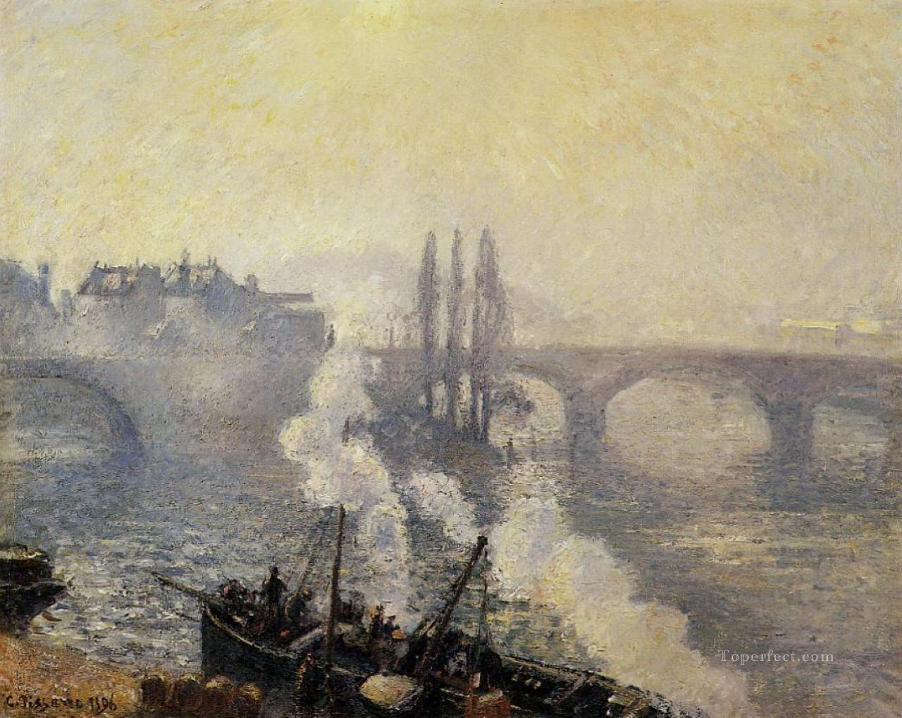 the pont corneille rouen morning mist 1896 Camille Pissarro Oil Paintings